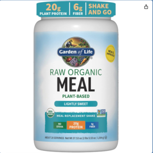 Garden of Life Meal Replacement Shakes, Vegan, Raw, Organic, Lightly Sweet Protein Powder with Plant Based Pea Protein, Sprouts, Greens, Probiotics, 28 Servings.